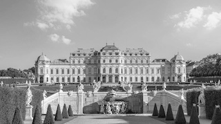 Upper Belvedere palace and reflecting pool in Vienna